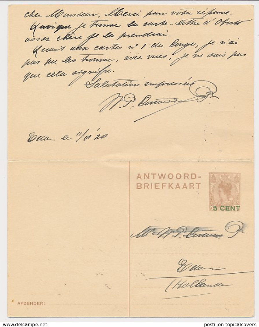 Briefkaart G. 221 / Bijfrankering Edam - Belgie 1928 - Ganzsachen