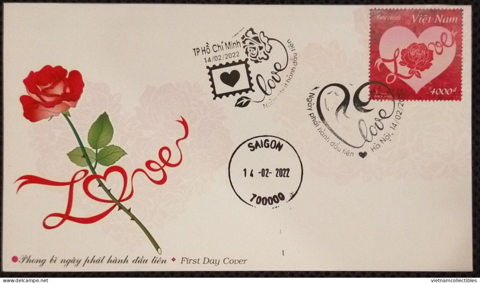 FDC Vietnam Viet Nam With Perf Stamp 2022 : LOVE / VALENTINE / HEART - Series 2 (Ms1154) - Vietnam