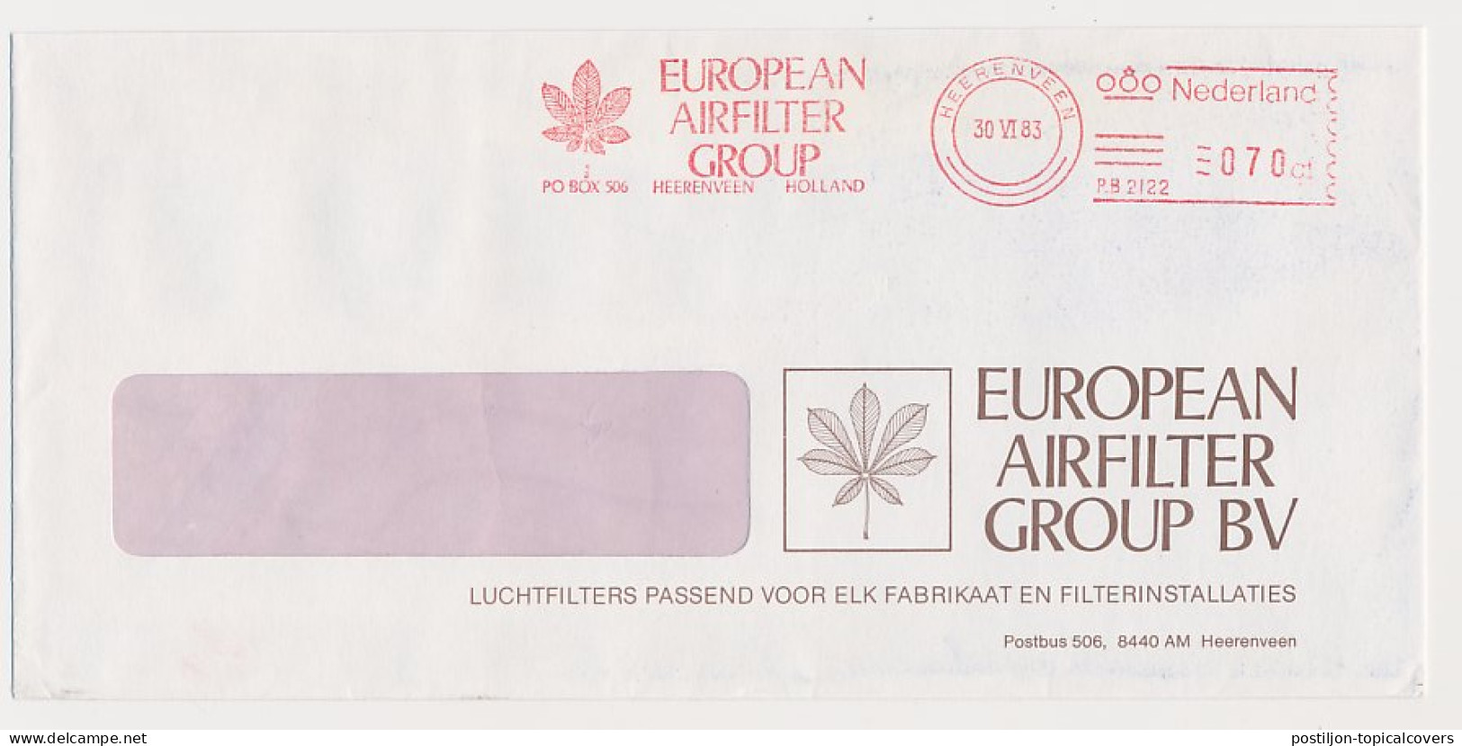 Meter Cover Netherlands 1983 Leaf - Heerenveen - Arbres