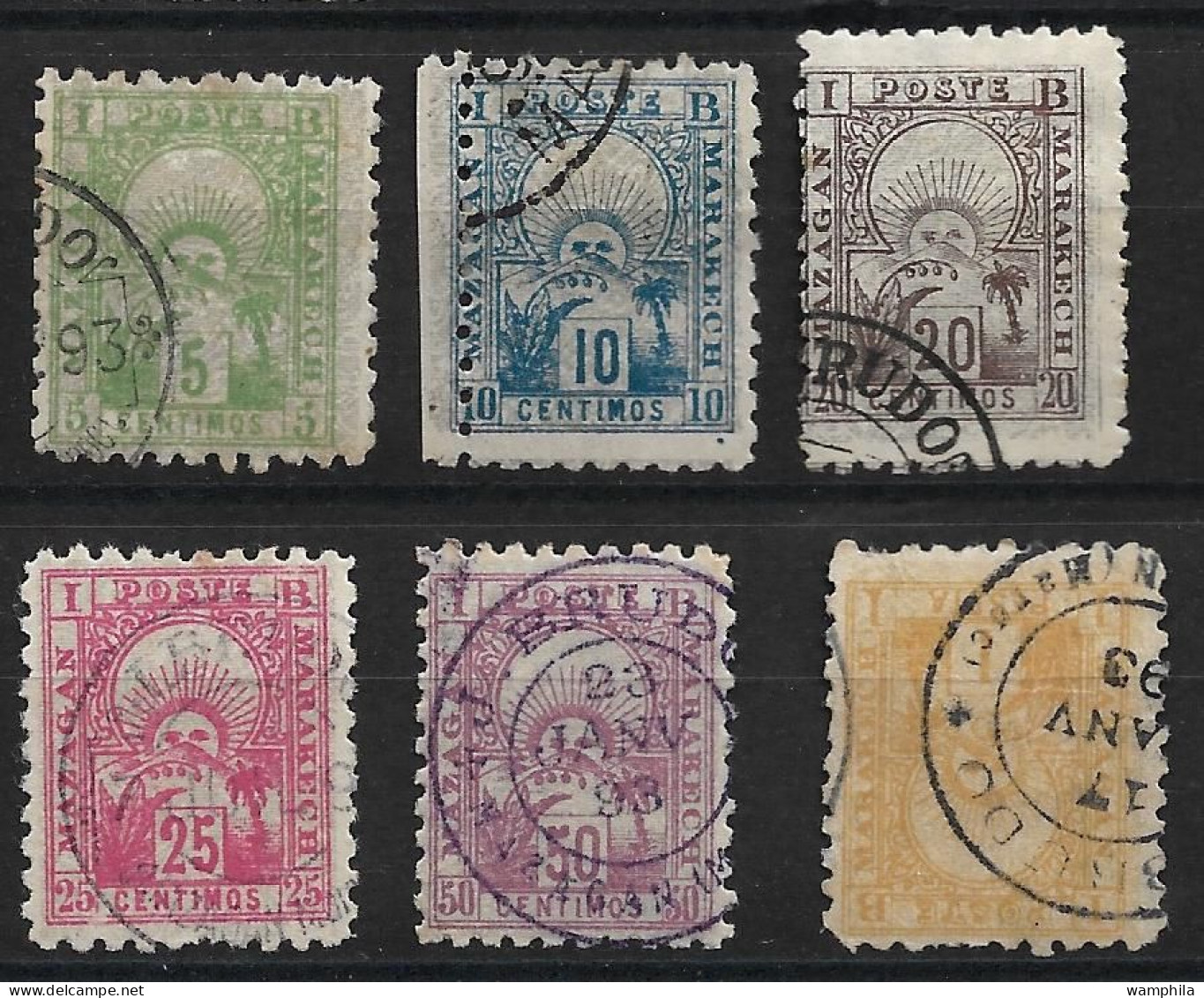 1893/95 Poste Locale Du Maroc, Mazagan à Marrakech N°46/51 Oblitéré Cote 90€ - Locals & Carriers
