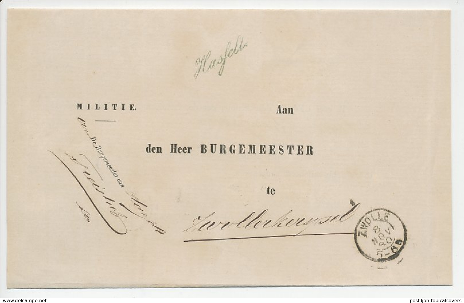 Naamstempel Hasselt 1880 - Telegraafkantoorstempel - Briefe U. Dokumente