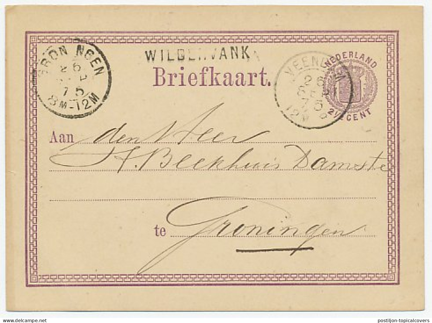 Naamstempel Wildervank 1875  - Briefe U. Dokumente