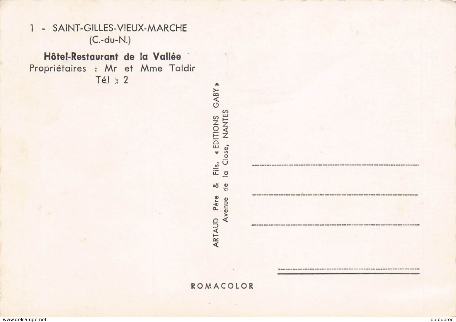 SAINT GILLES VIEUX MARCHE HOTEL RESTAURANT DE LA VALLEE - Saint-Gilles-Vieux-Marché