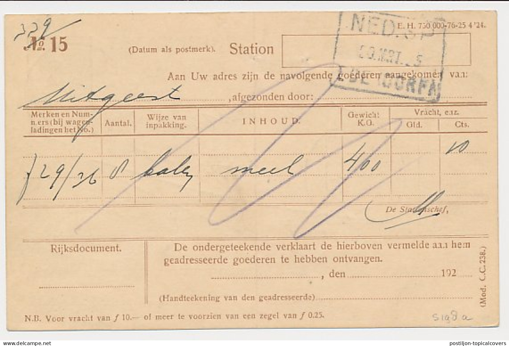 Spoorwegbriefkaart G. NS198 A - Ede 1925 - Postwaardestukken