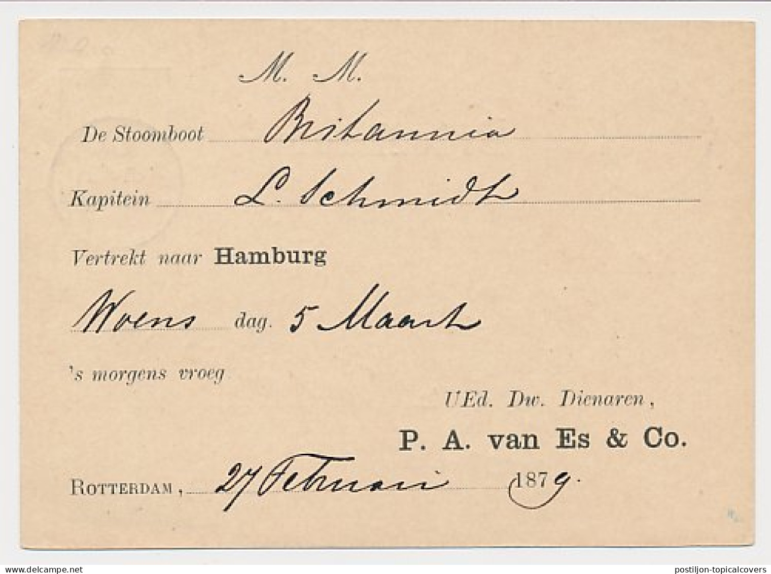 Briefkaart G. 14 Particulier Bedrukt Rotterdam 1879 - Ganzsachen