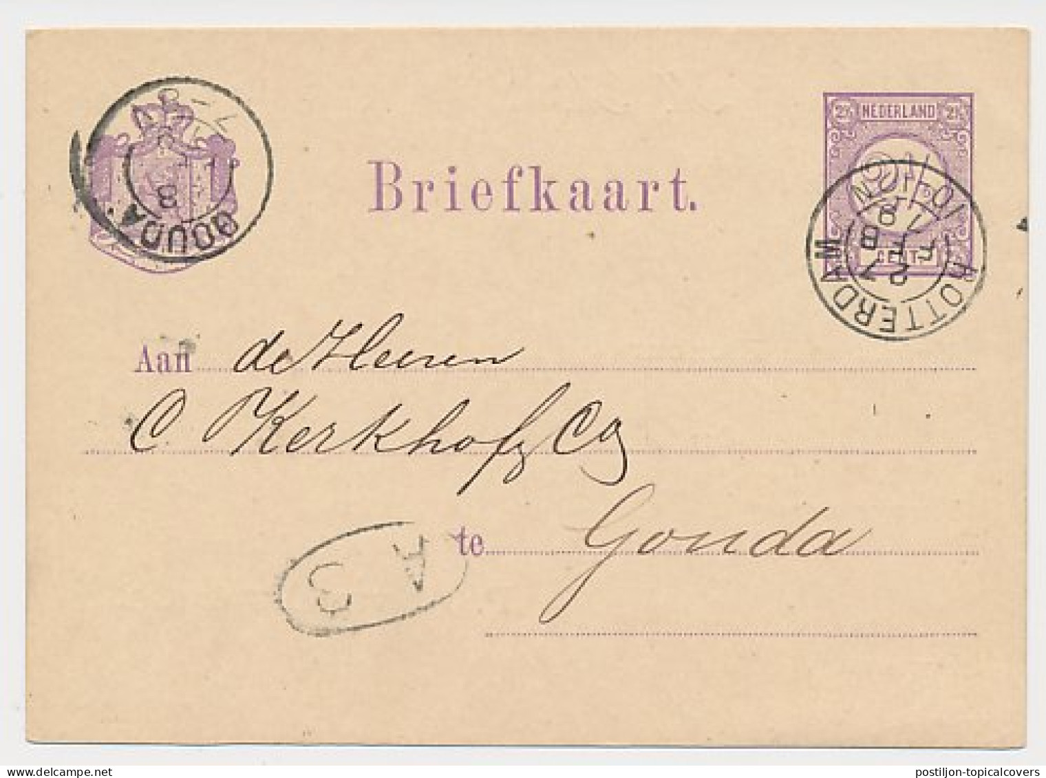 Briefkaart G. 14 Particulier Bedrukt Rotterdam 1879 - Postwaardestukken