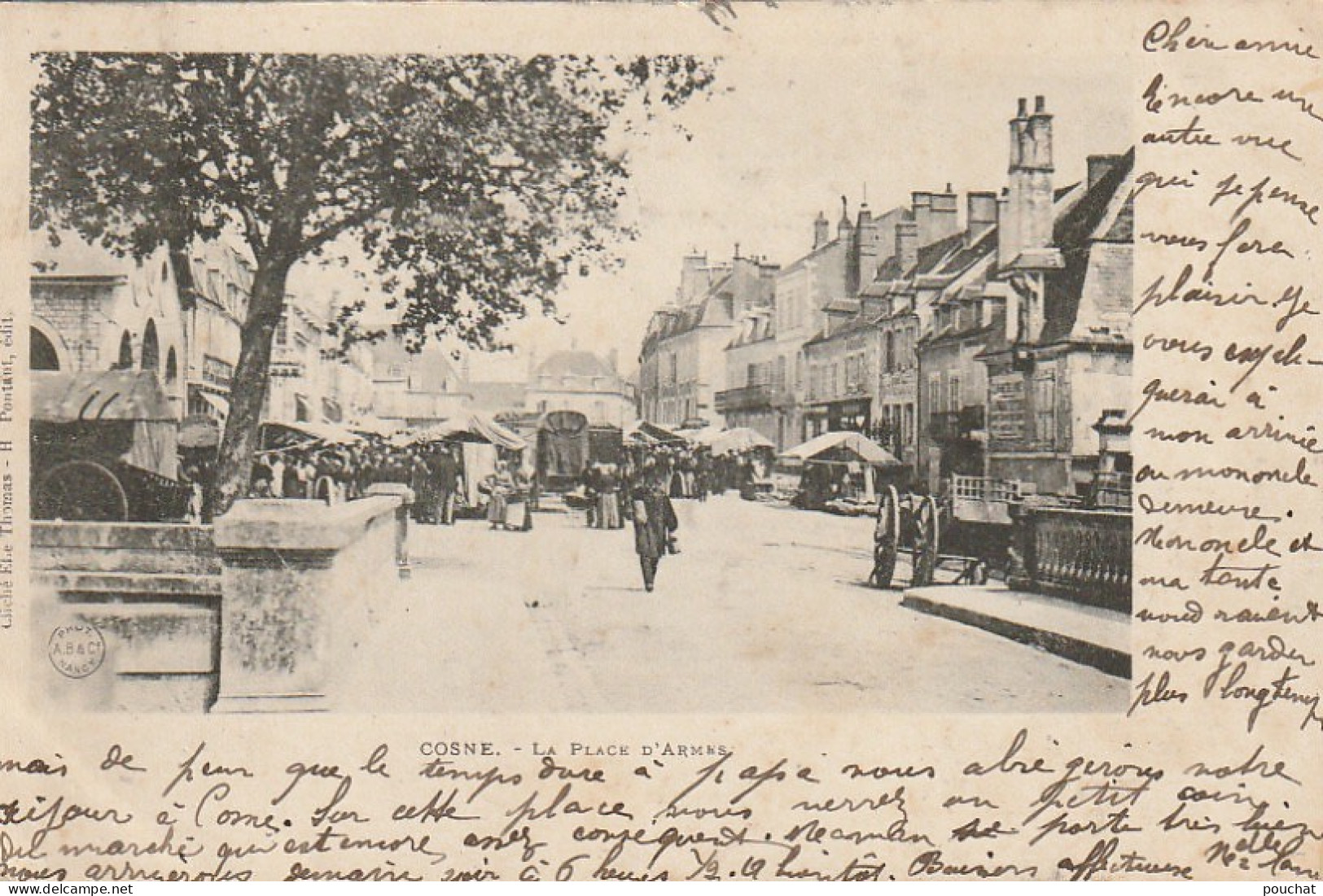 S0 23-(58) COSNE - LA PLACE D' ARMES - MARCHE , ETALS - 2 SCANS - Cosne Cours Sur Loire