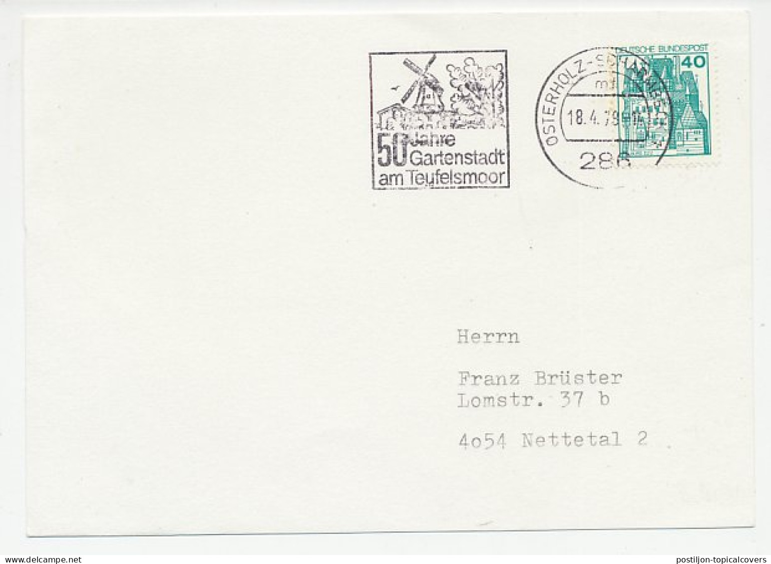 Card / Postmark Germany 1978 Windmill - Mühlen