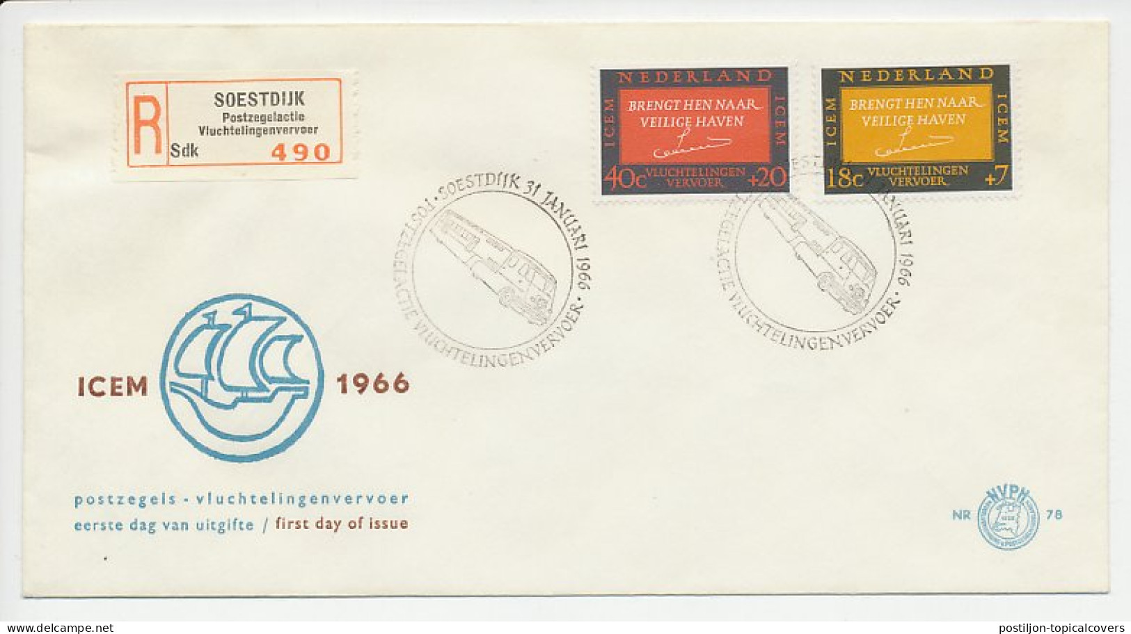 FDC / 1e Dag Em. ICEM 1966 Aangetekend Soestdijk Postzegelactie - Unclassified