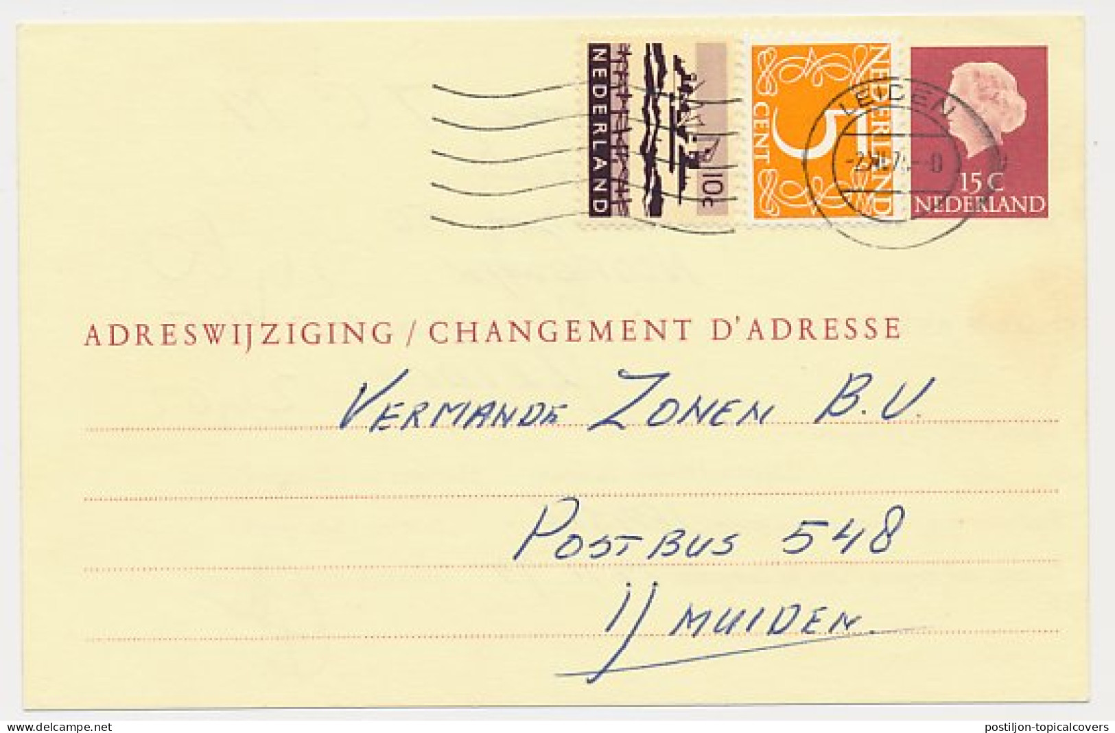 Verhuiskaart G. 36 Leiden - IJmuiden 1974 - Postwaardestukken
