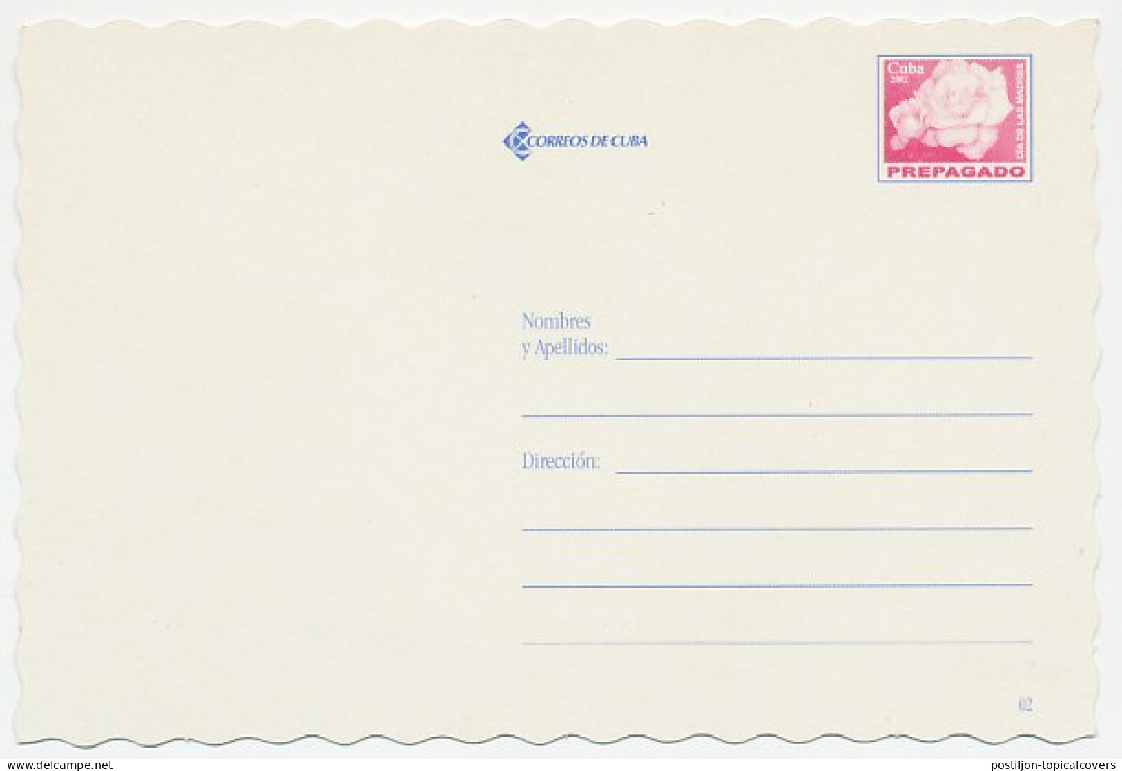 Postal Stationery Cuba 2002 Rose - Autres & Non Classés