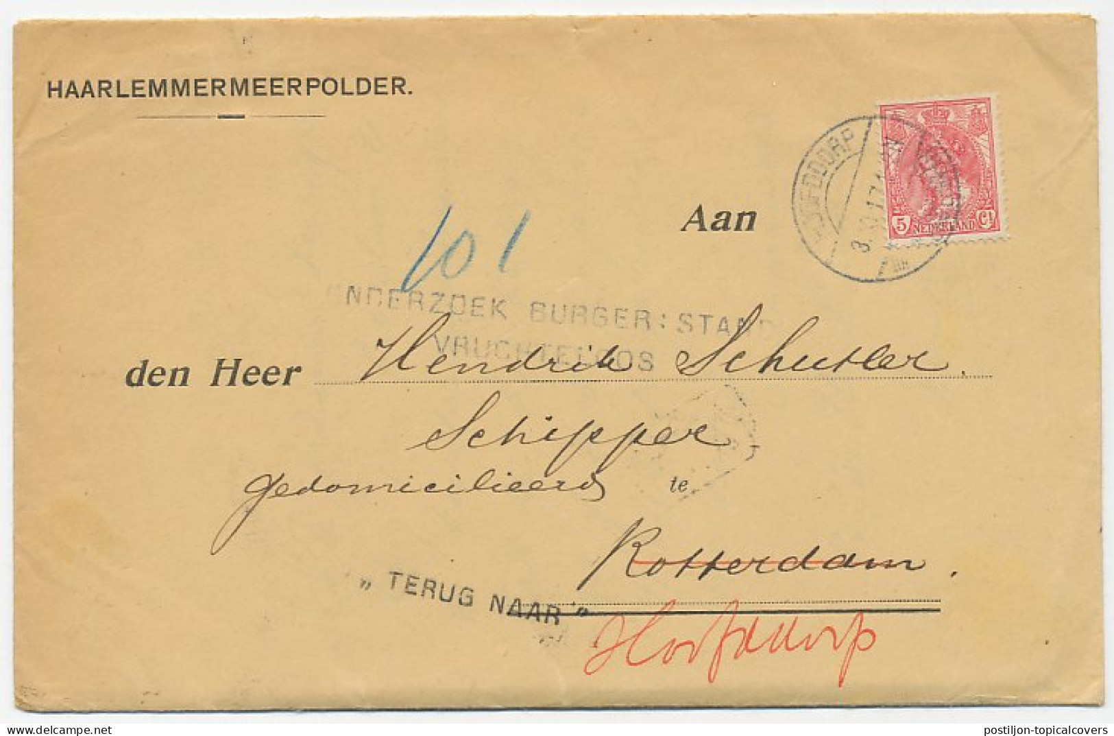 Hoofddorp - Rotterdam 1917 Onbestelbaar - Ohne Zuordnung