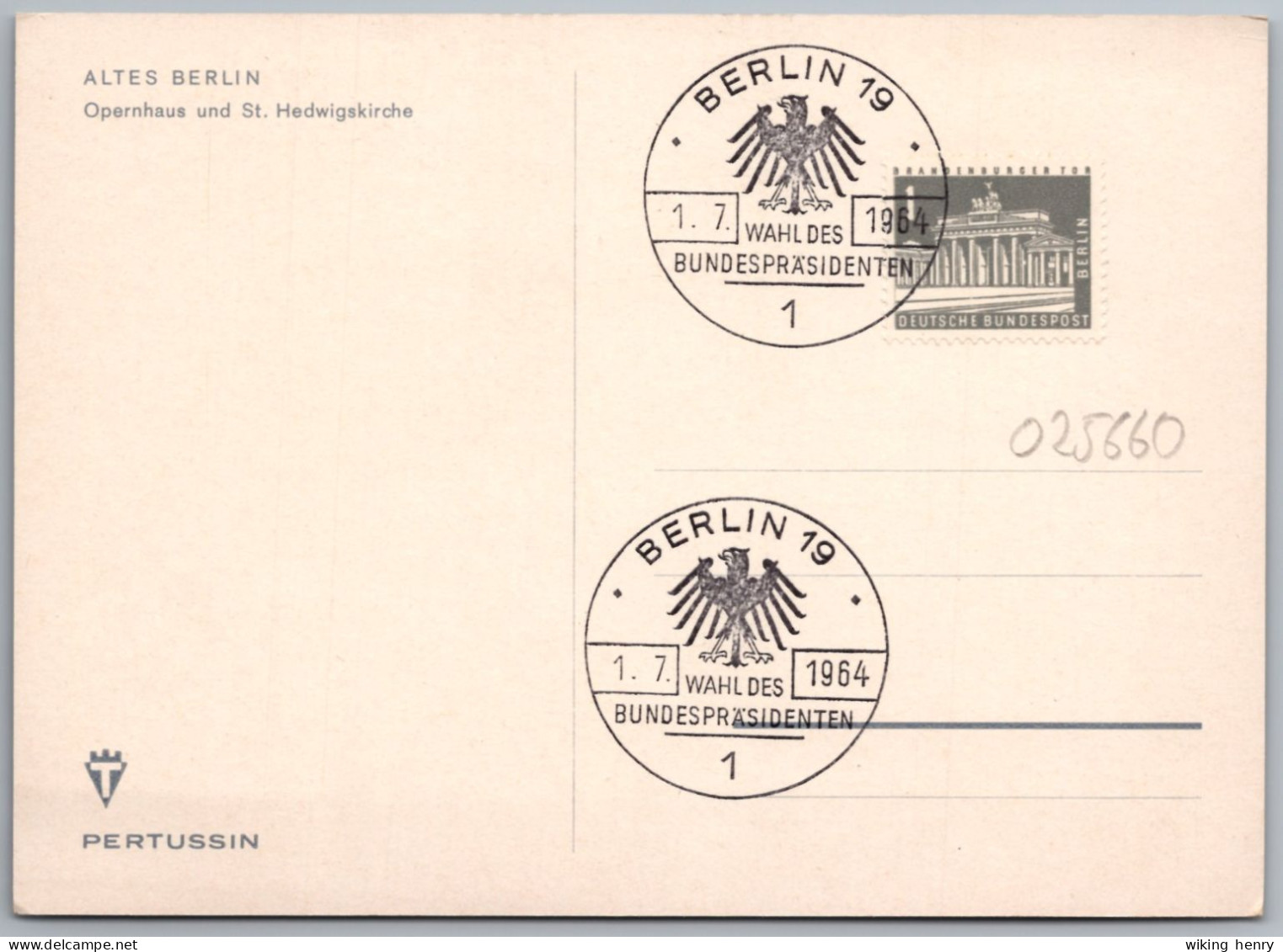 Berlin - S/w Altes Berlin - Opernhaus Und St. Hedwigskirche - Mit Postsonderstempel Wahl Des Bundespräsidenten 1.7.1964 - Mitte