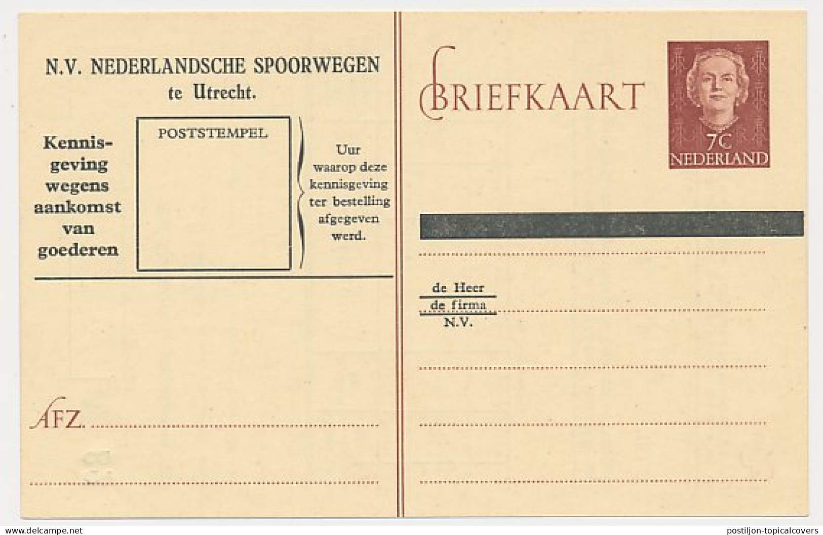 Spoorwegbriefkaart G. NS309 A - Postal Stationery