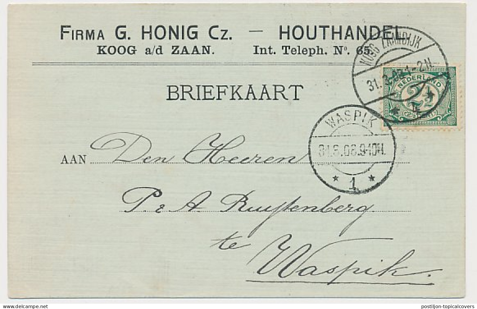 Firma Briefkaart Koog A/d Zaan 1908 - Houthandel - Unclassified