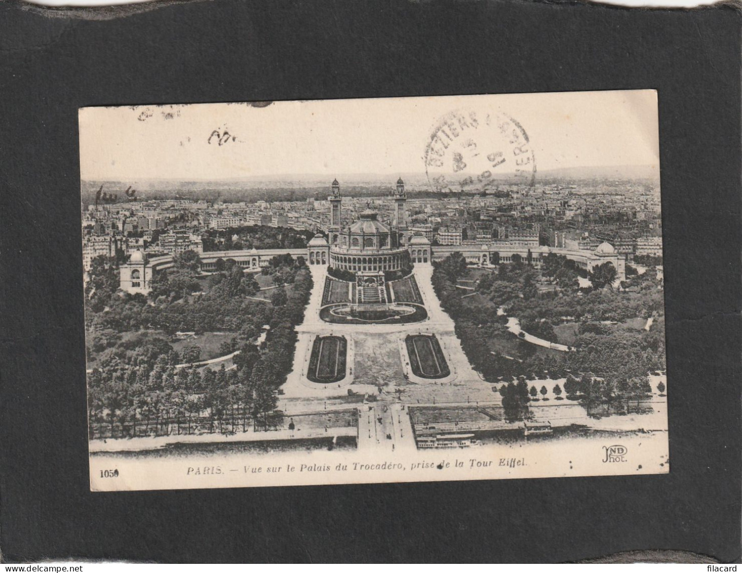 128713          Francia,      Paris,   Vue   Sur  Le  Palais  Du  Trocadero,   Prise  De  La  Tour   Eiffel,   VG  1919 - Viste Panoramiche, Panorama