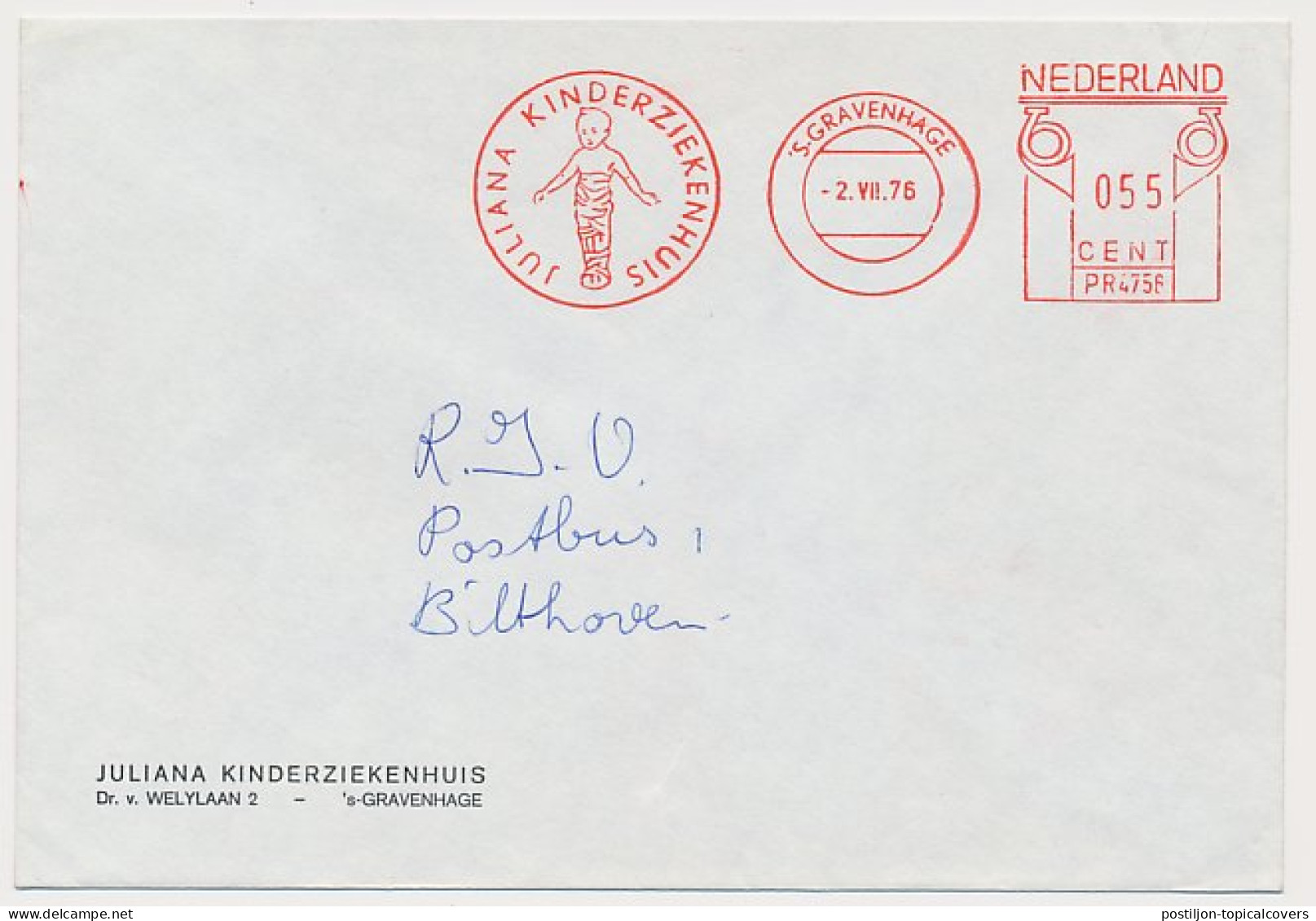 Meter Cover Netherlands 1976 Children S Hospital - The Hague - Altri & Non Classificati