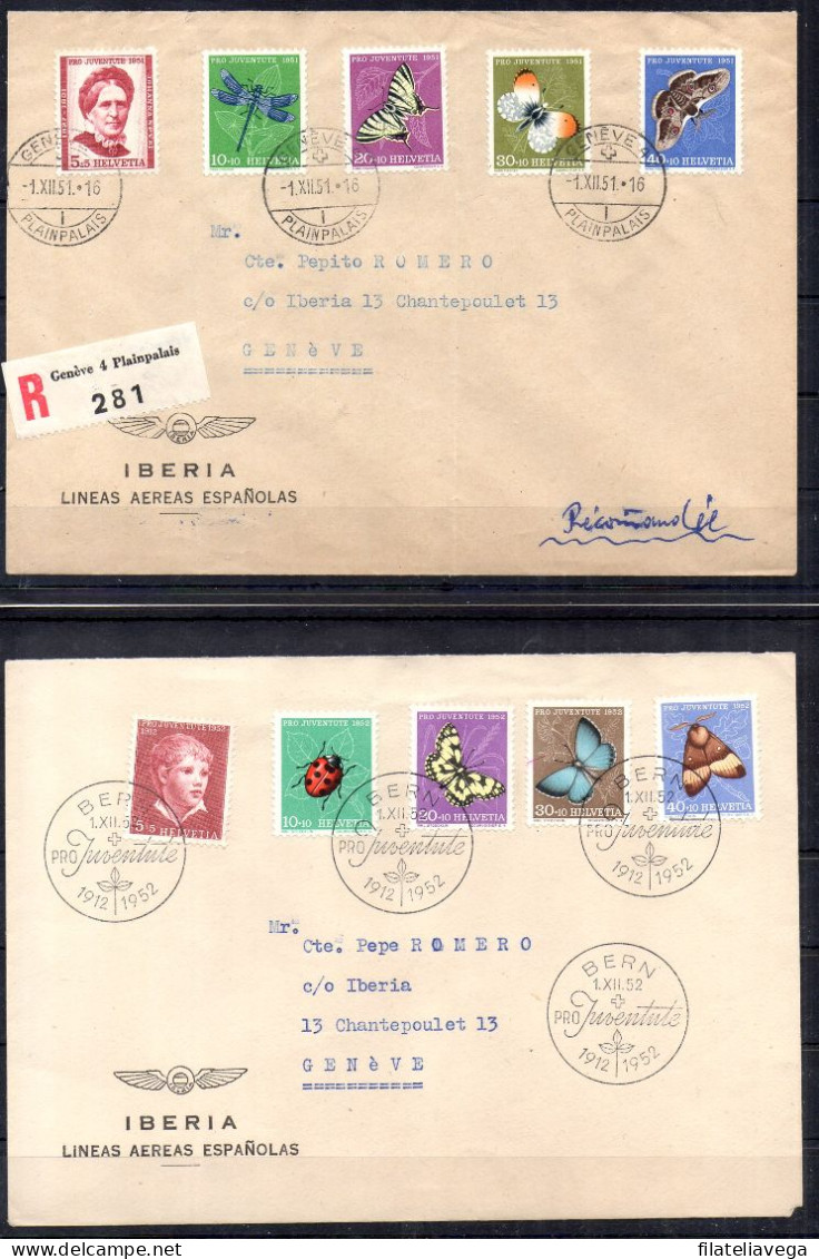 Suiza Lote De 5 Cartas Nº Yvert 512/16 + 539/43 + 531/35 +526/30 + 548/52 - Brieven En Documenten