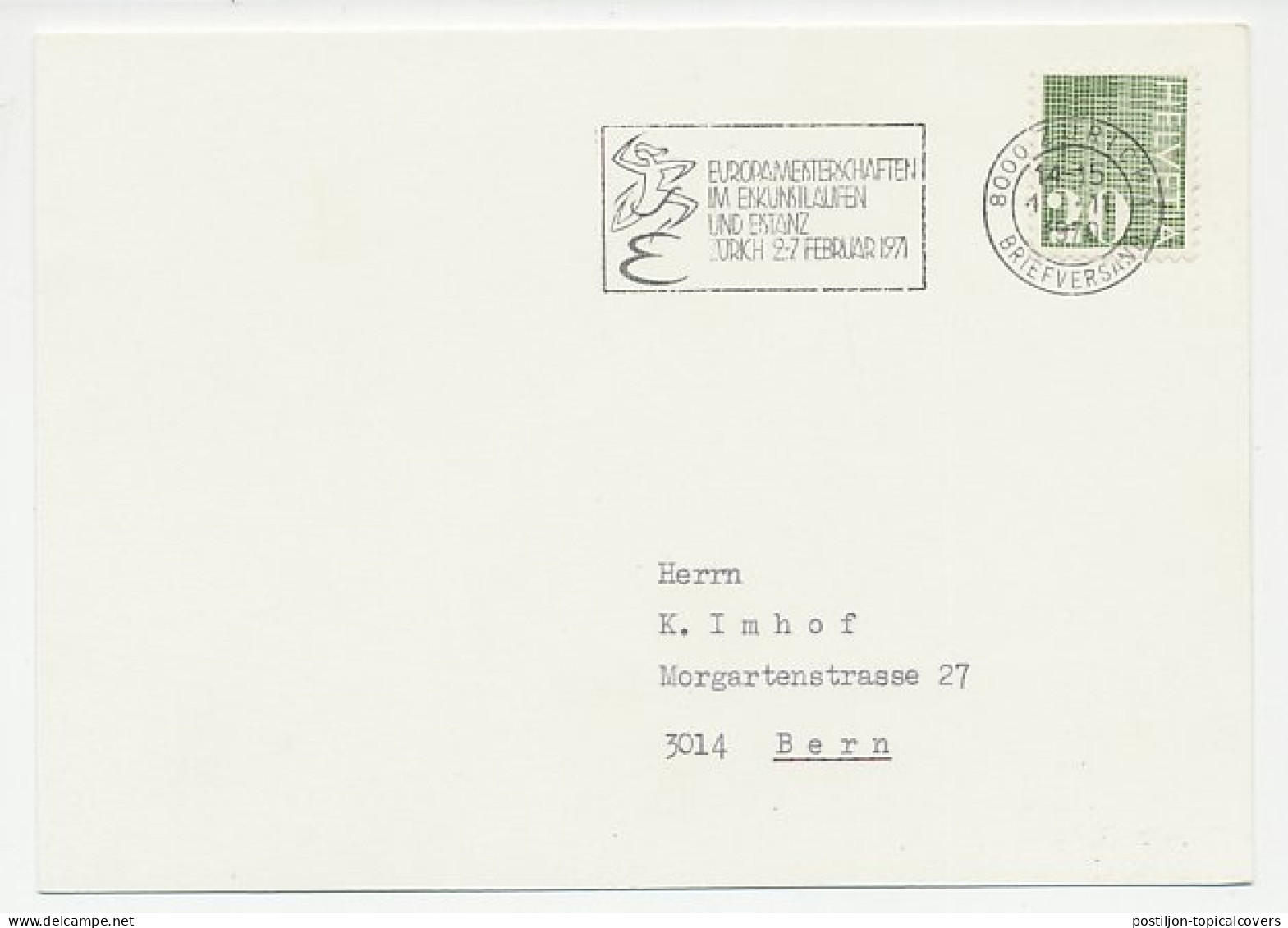 Card / Postmark Switzerland 1970 Figure Skating - European Championships - Invierno