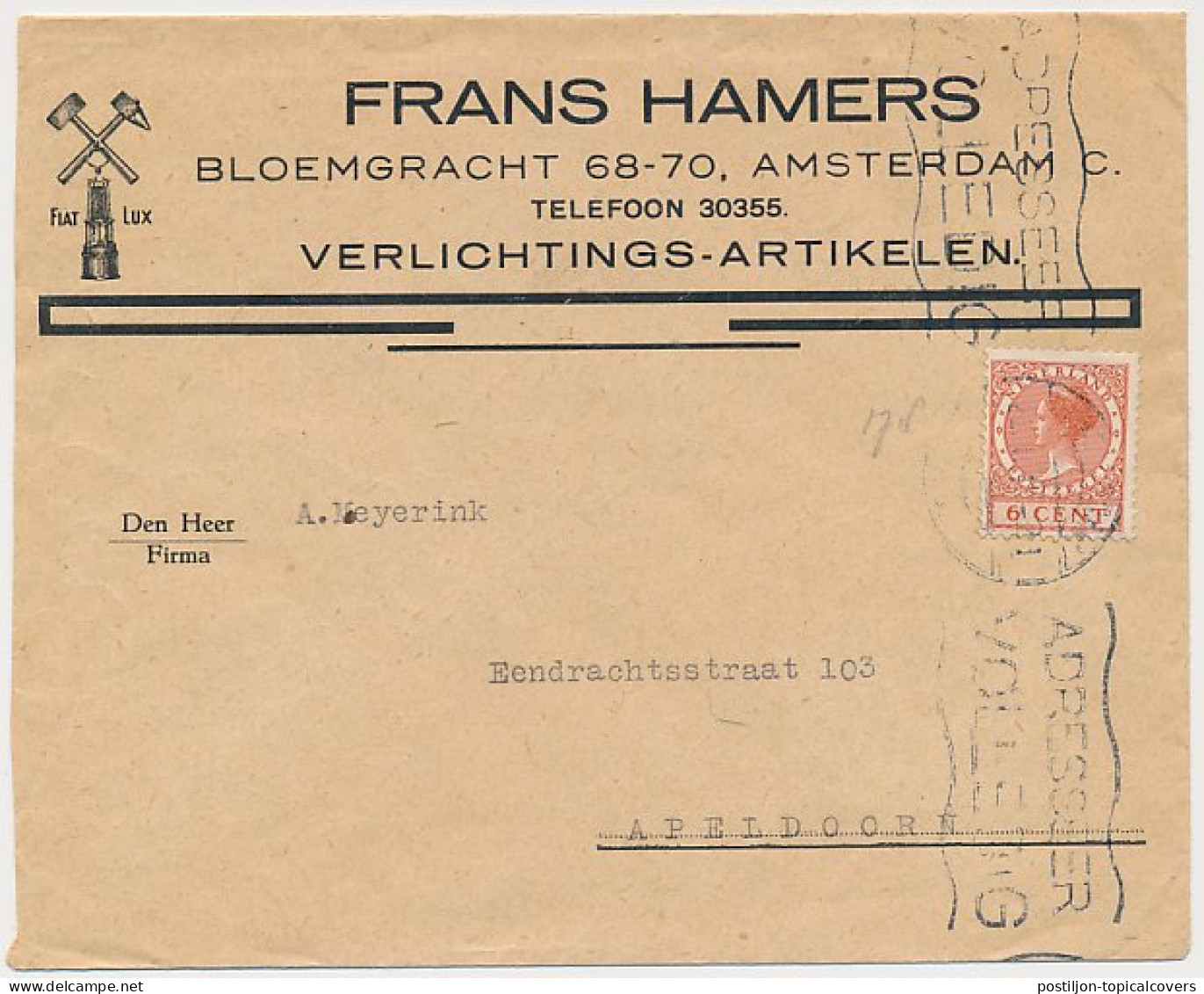 Firma Envelop Amsterdam 1931 - Verlichting - Mijnwerkerslamp - Unclassified