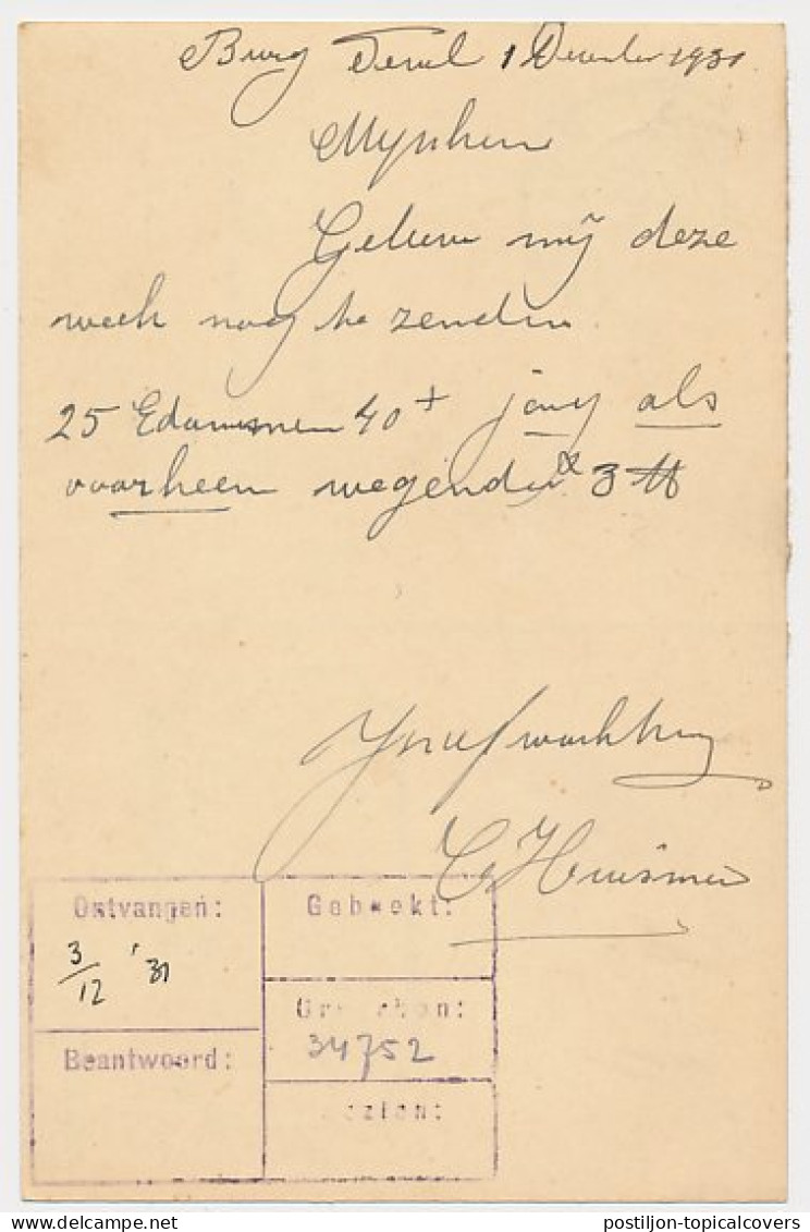 Briefkaart Den Burg Texel 1931 - Kruidenierswaren - Unclassified