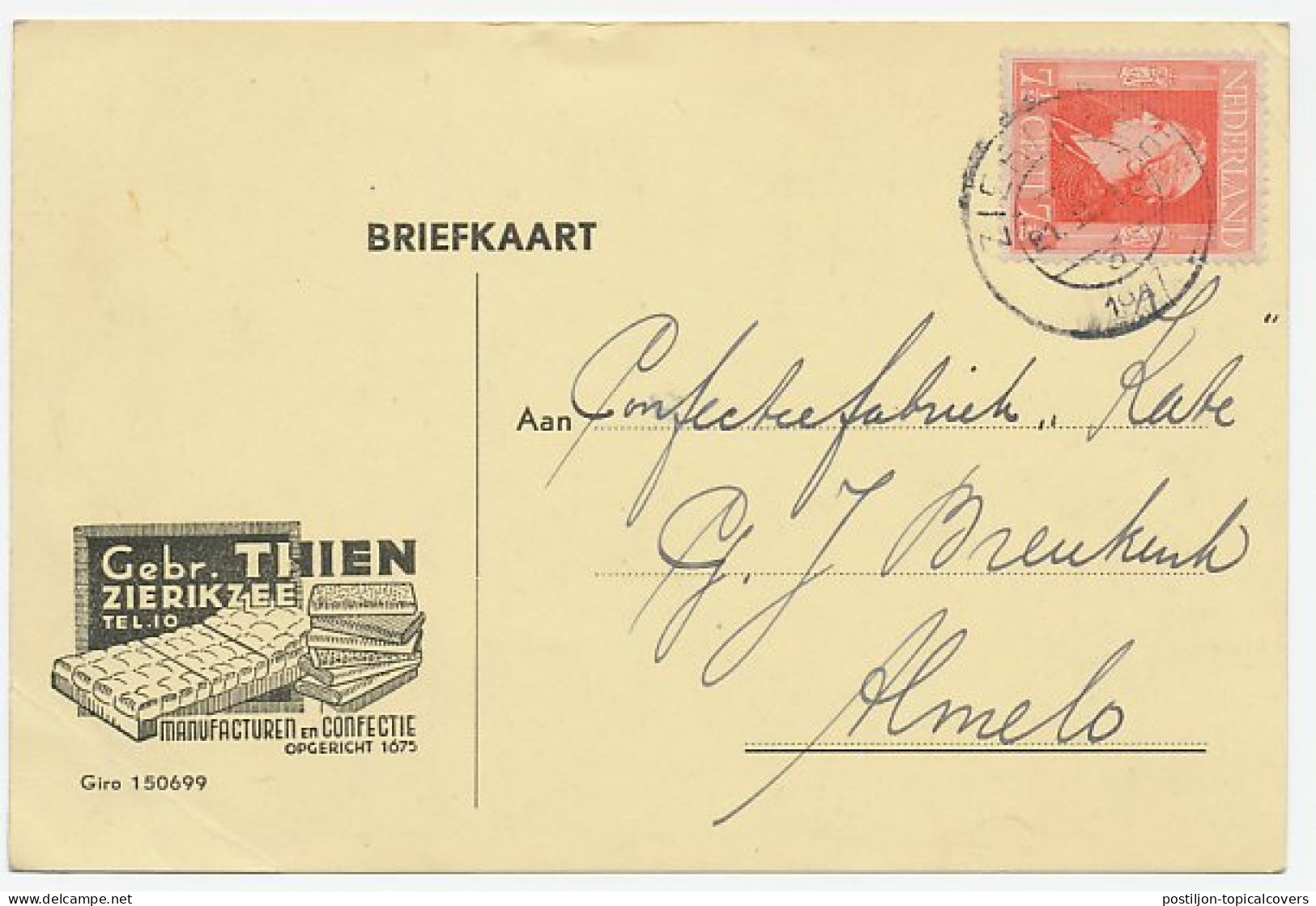 Firma Briefkaart Zierikzee 1947 - Manufacturen / Confectie - Unclassified