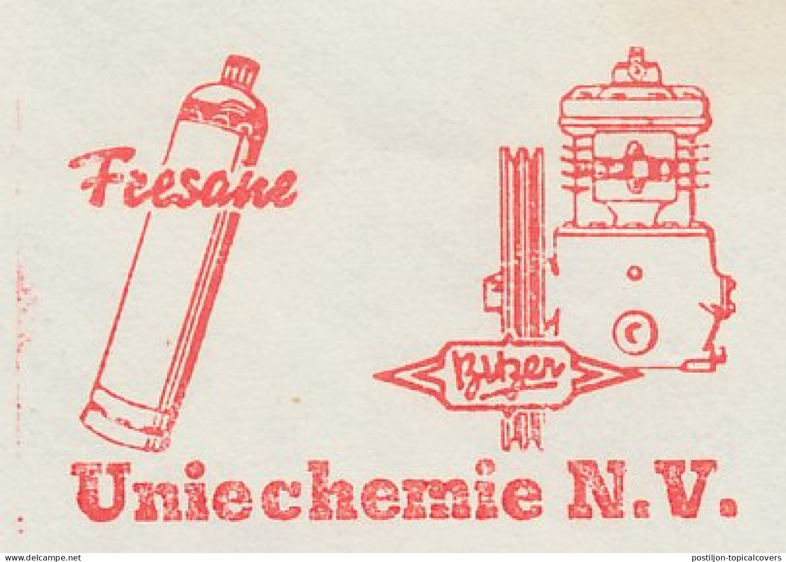 Meter Cover Netherlands 1966 Chemistry - Gas Bottle - Apeldoorn - Sonstige & Ohne Zuordnung