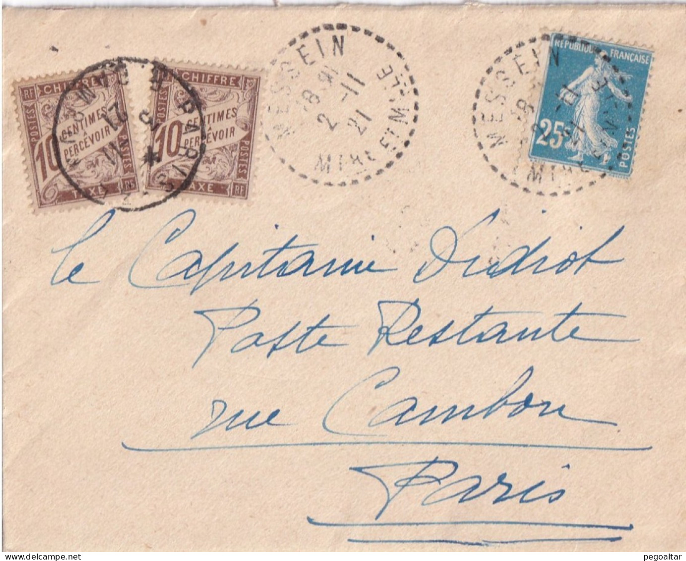 Poste Restante (1921). - 1859-1959 Covers & Documents