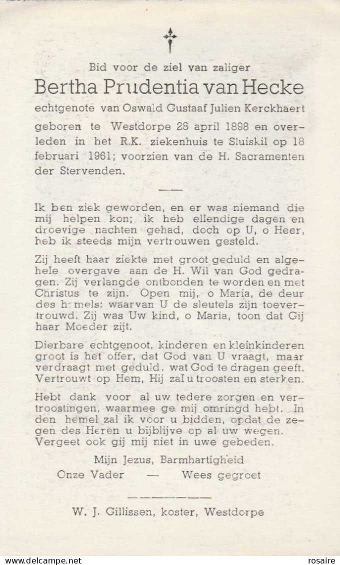 Prentjes Van Hecke-westdorpe 1949-1961 - Devotieprenten