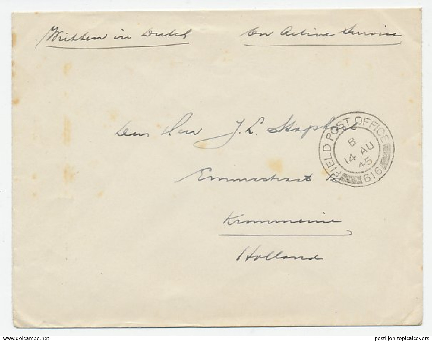 OAS Fieldpostoffice 616 Glasgow UK / GB - Krommenie 1945 - Ohne Zuordnung