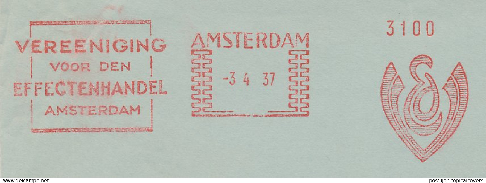 Meter Cover Netherlands 1937 Securities Trading Association - Unclassified