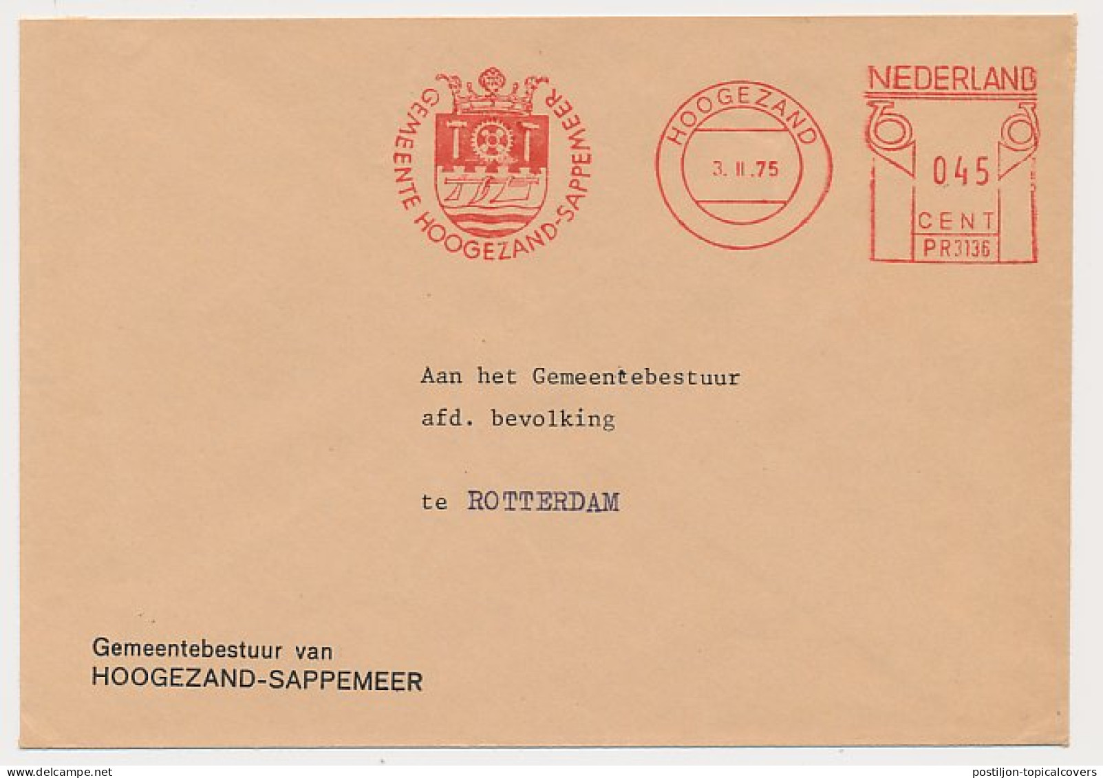 Meter Cover Netherlands 1975 Plow - Plowing - Municipal Coat Of Arms - Agriculture