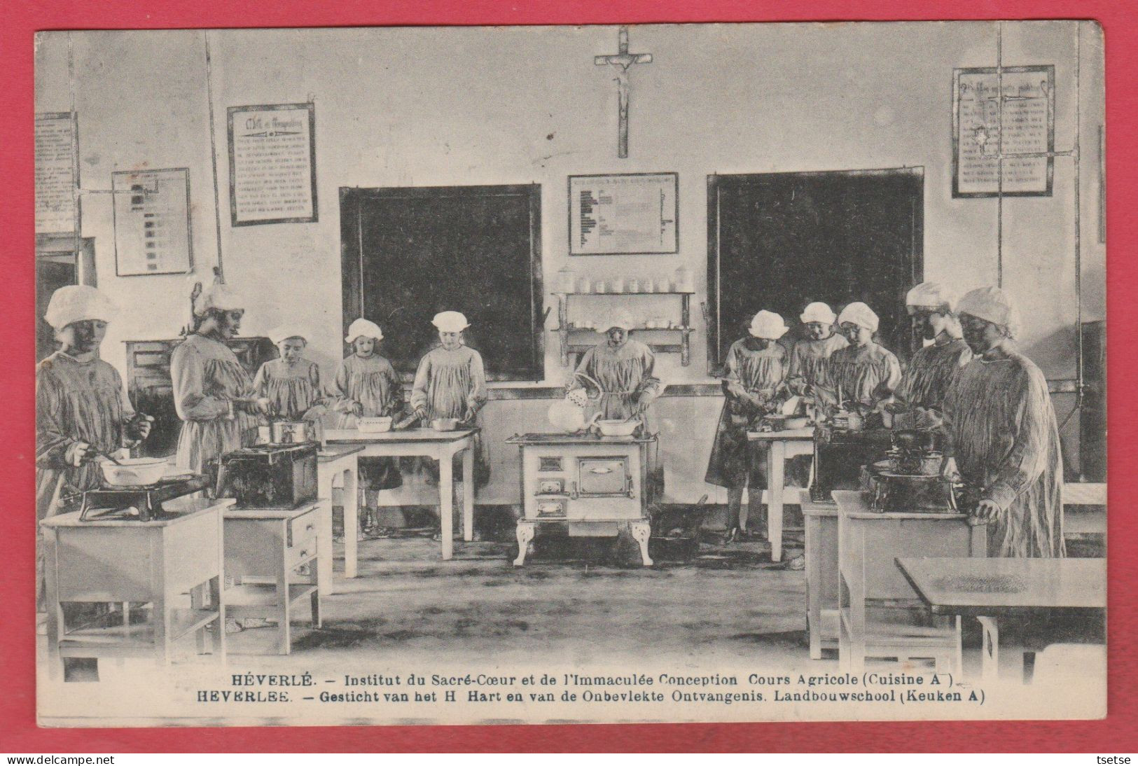 Héverlé - Gesticht Van Het H. Hart - Landbouwschool - Keuken A ...studenten - 1922 ( Verso Zien ) - Leuven