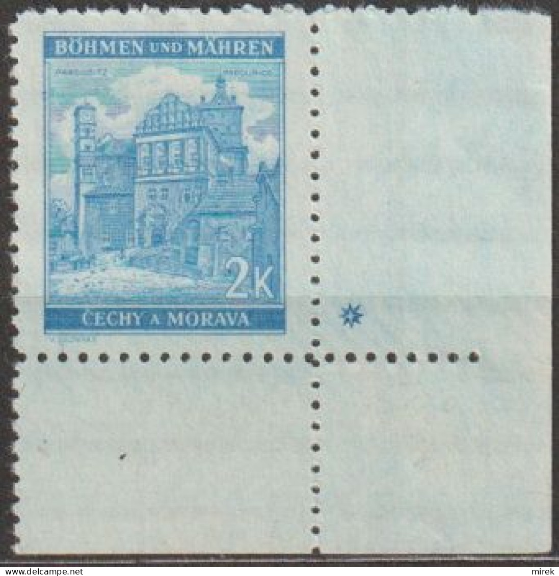 082/ Pof. 59, Light Blue; Corner Stamp, Plate Mark + - Ungebraucht