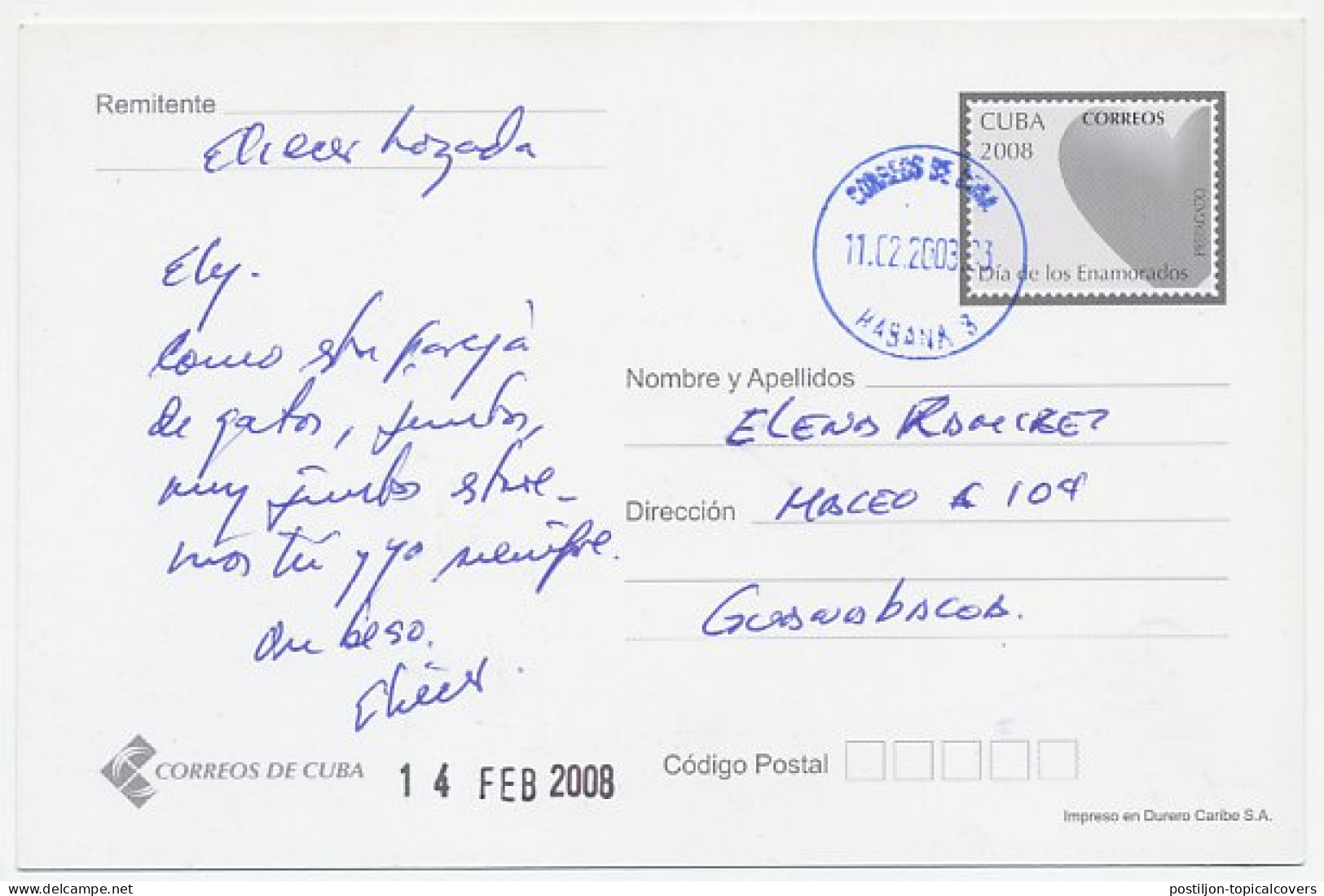 Postal Stationery Cuba 2008 Cat - Stars - Moon - Poetry - Autres & Non Classés