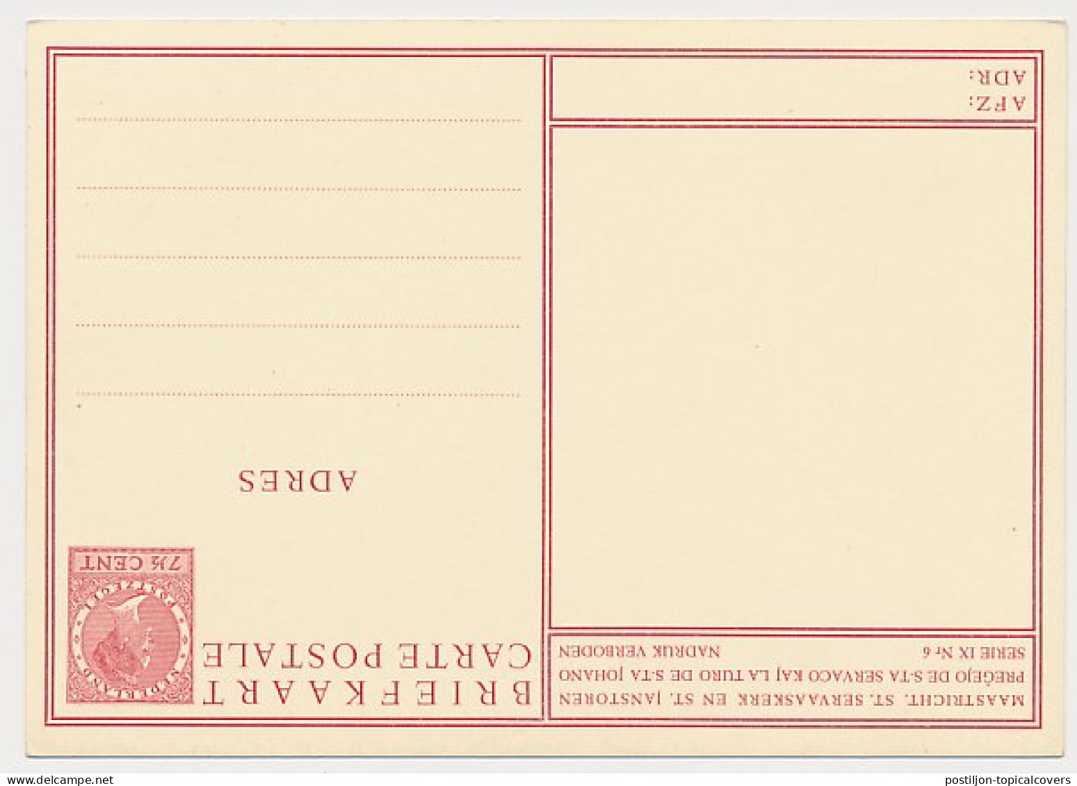 Briefkaart G. 240 V Kopstaand - Postwaardestukken