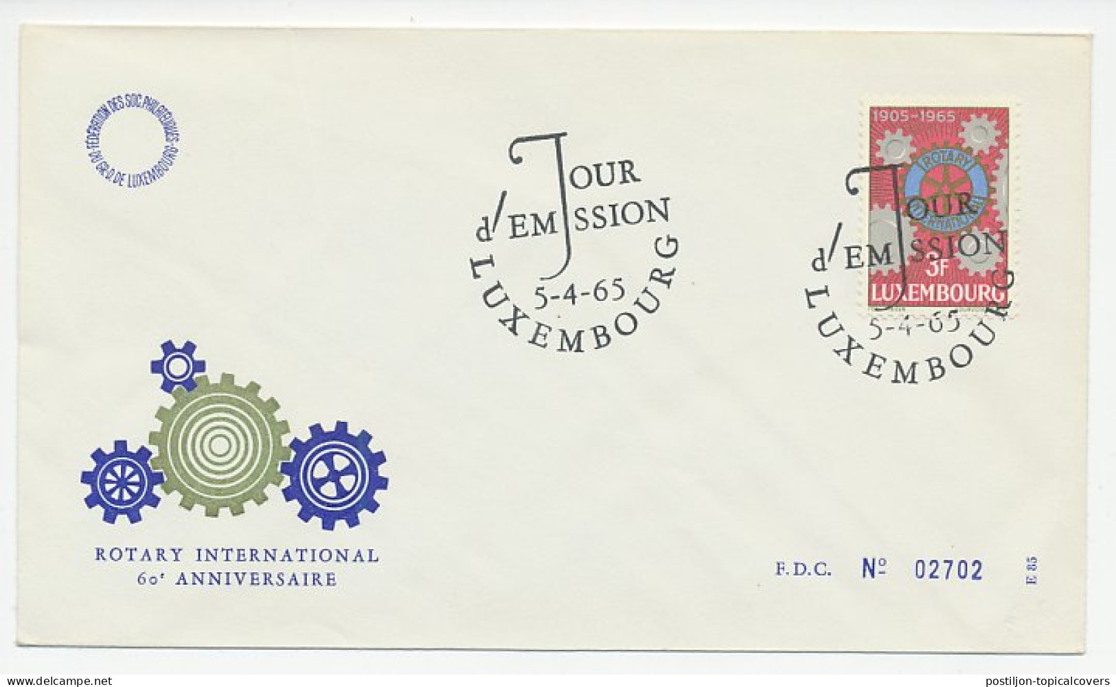 Cover / Postmark Luxembourg 1965 60th Anniversary Rotary Club - Rotary Club
