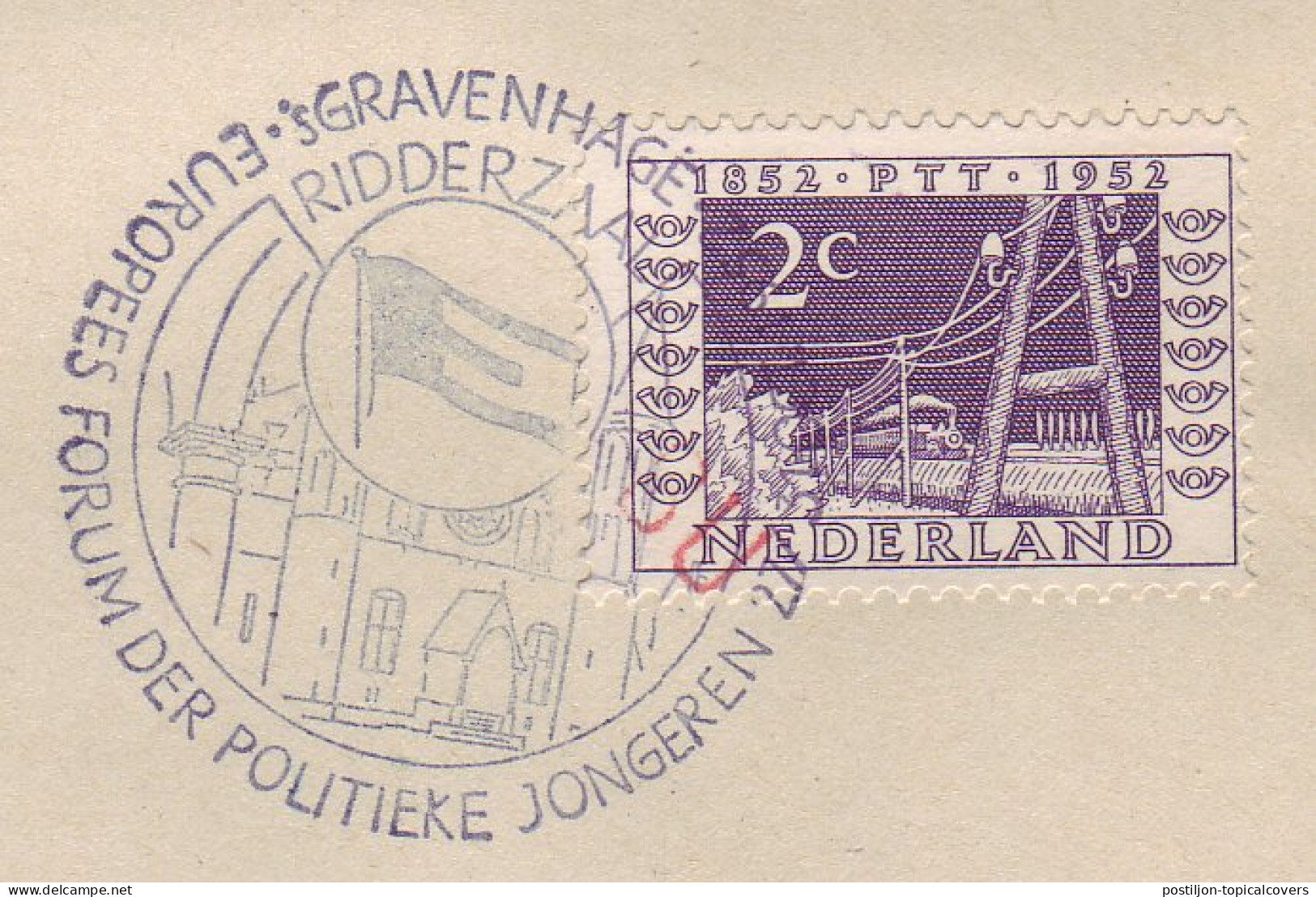 Cover / Postmark Netherlands 1952 European Forum Of Political Youth - Institutions Européennes