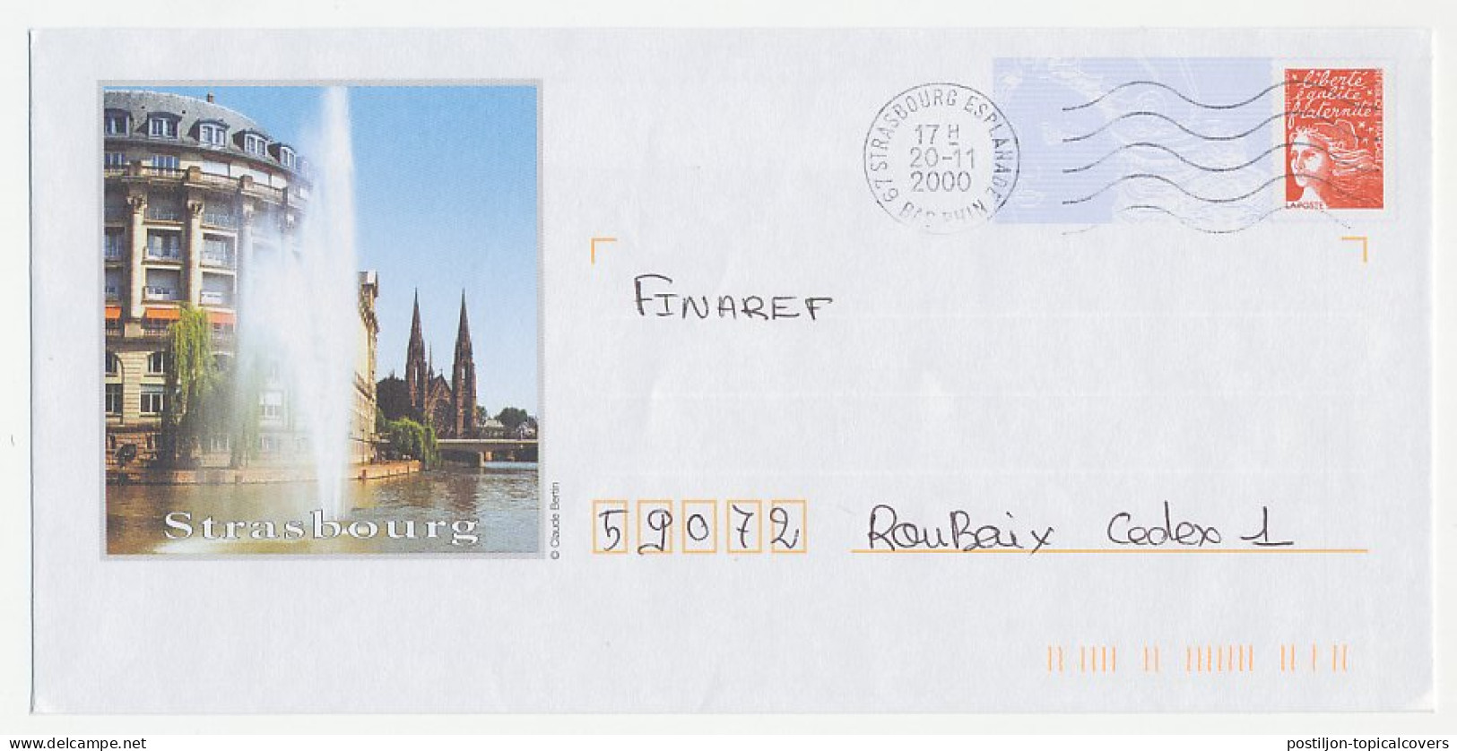 Postal Stationery / PAP France 2000 Water Fountain - Strasbourg - Ohne Zuordnung