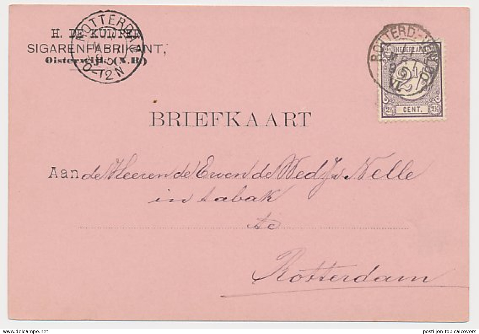 Oisterwijk - Trein Kleinrondstempel Rotterdam - Venloo VI 1895 - Cartas & Documentos