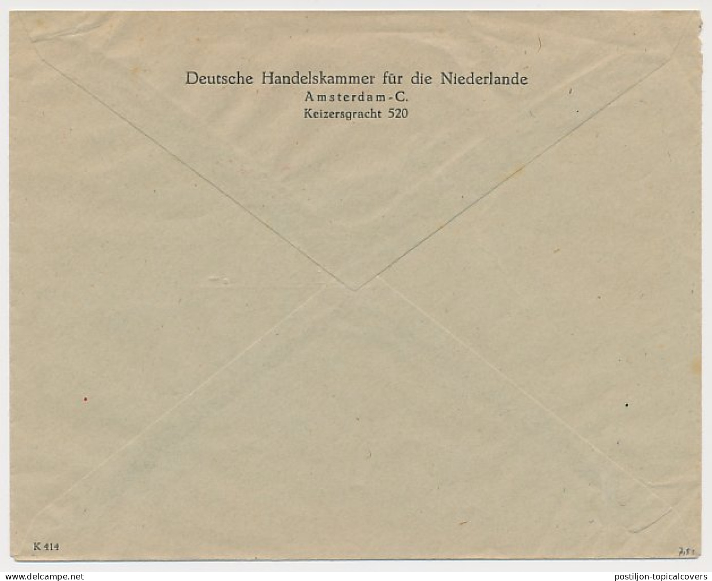 Meter Cover Netherlands 1944 German Chamber Of Commerce In The Netherlands - Guerre Mondiale (Seconde)