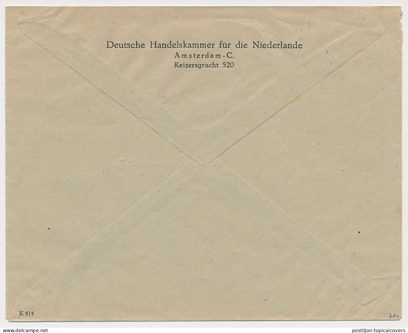 Meter Cover Netherlands 1944 German Chamber Of Commerce In The Netherlands - 2. Weltkrieg