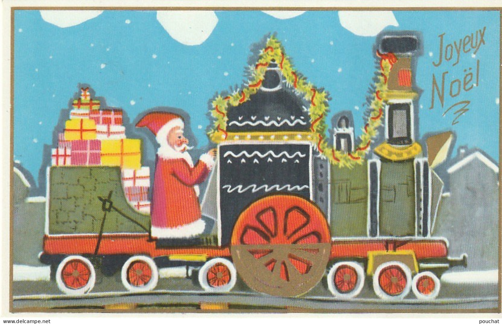 RE Nw1- " JOYEUX NOEL " - LOT DE 5 CARTES : BONHOMME DE NEIGE VOITURE ET AVION , PERE NOEL  TRAIN BATEAU - ILLUSTRATEUR - Autres & Non Classés