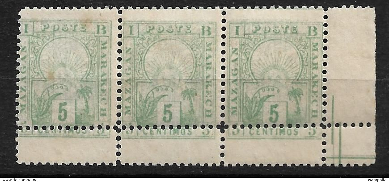 1893/95 Poste Locale Du Maroc, Mazagan à Marrakech 51A** Variété De Piquage Signé Calves. - Postes Locales & Chérifiennes