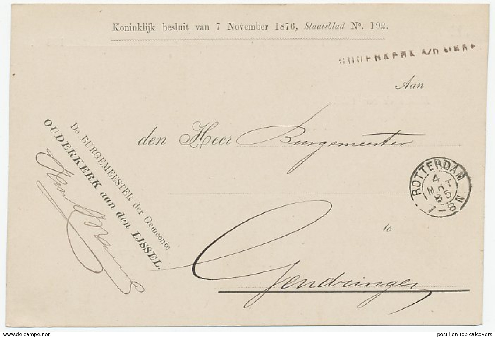 Naamstempel Ouderkerk A/D IJssel 1885 - Covers & Documents