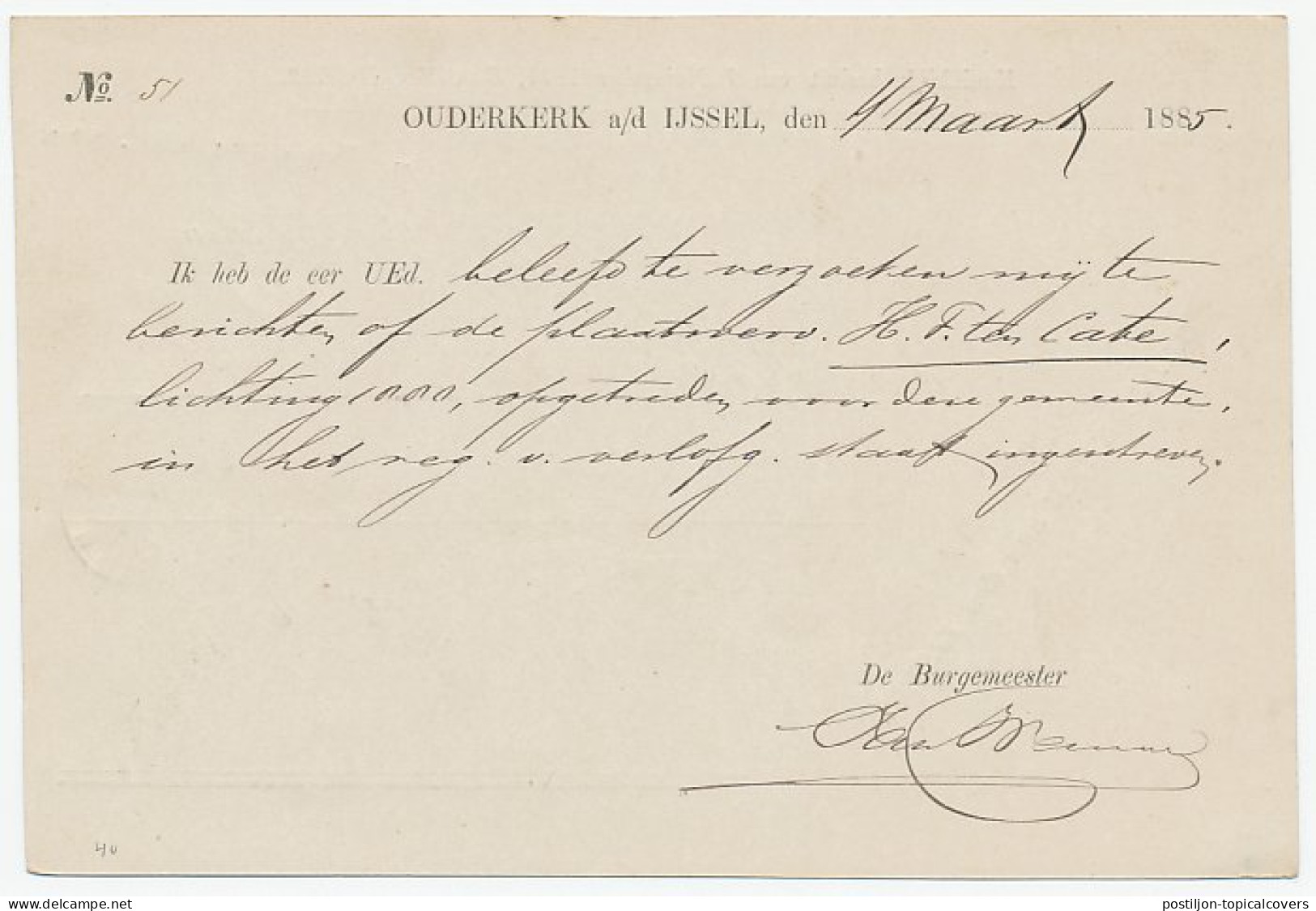 Naamstempel Ouderkerk A/D IJssel 1885 - Lettres & Documents