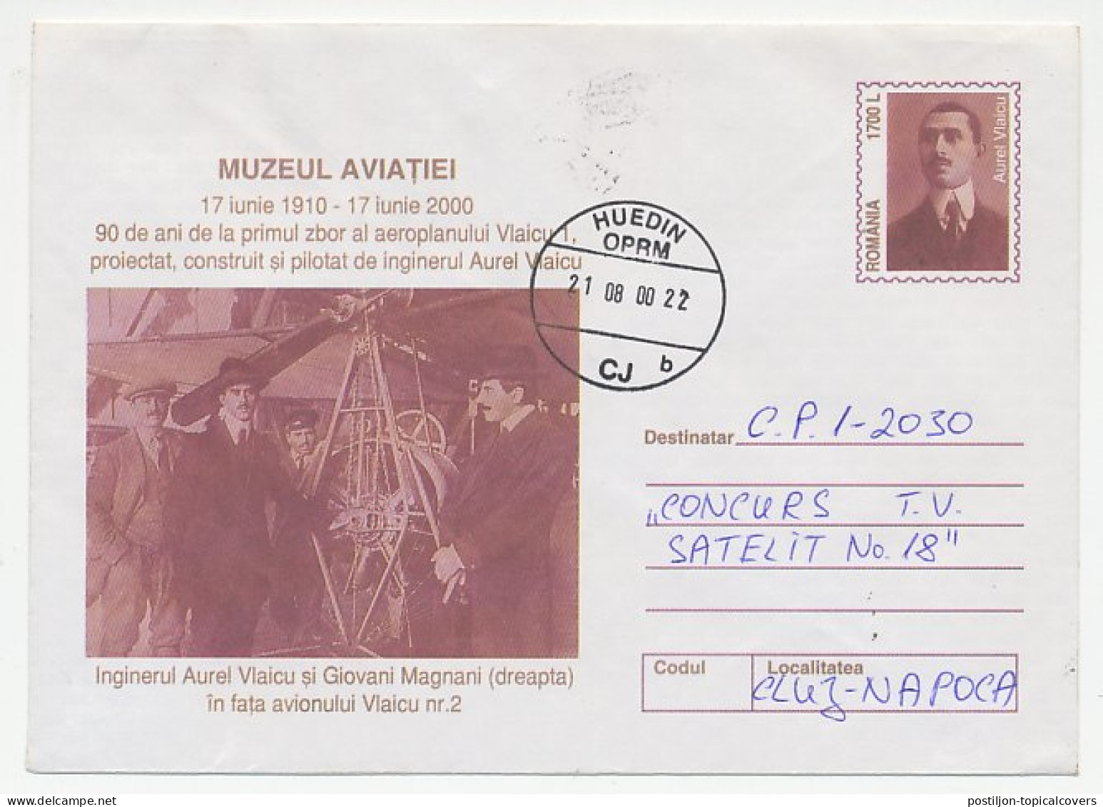 Postal Stationery Romania 2000 Aurel Vlaicu - Aviation Pioneer - Vliegtuigen