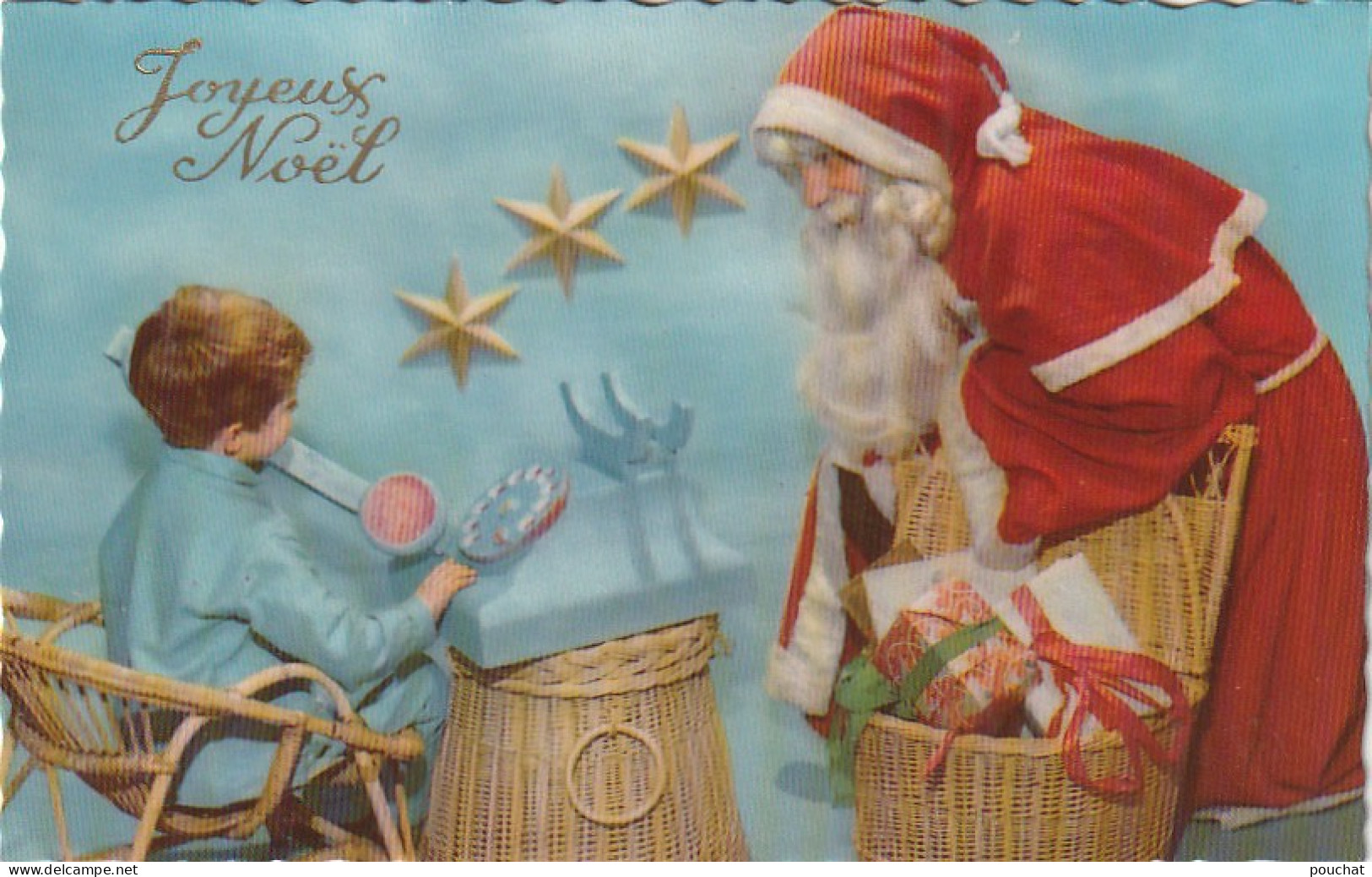 RE Nw1- " JOYEUX NOEL " - LOT DE 6 CARTES PERE NOEL AVEC HOTTE DE JOUETS , ENFANTS ET TELEPHONE