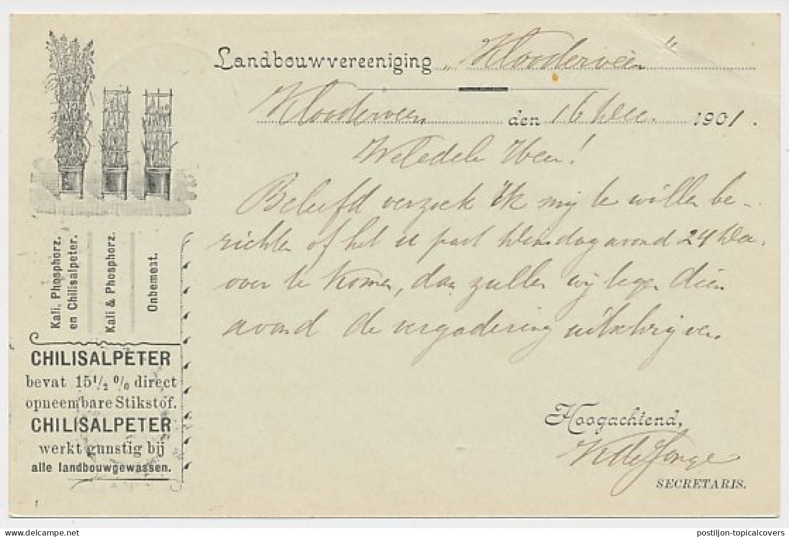 Firma Briefkaart Kloosterveen 1901 - Chilisalpeter - Landbouw - Unclassified