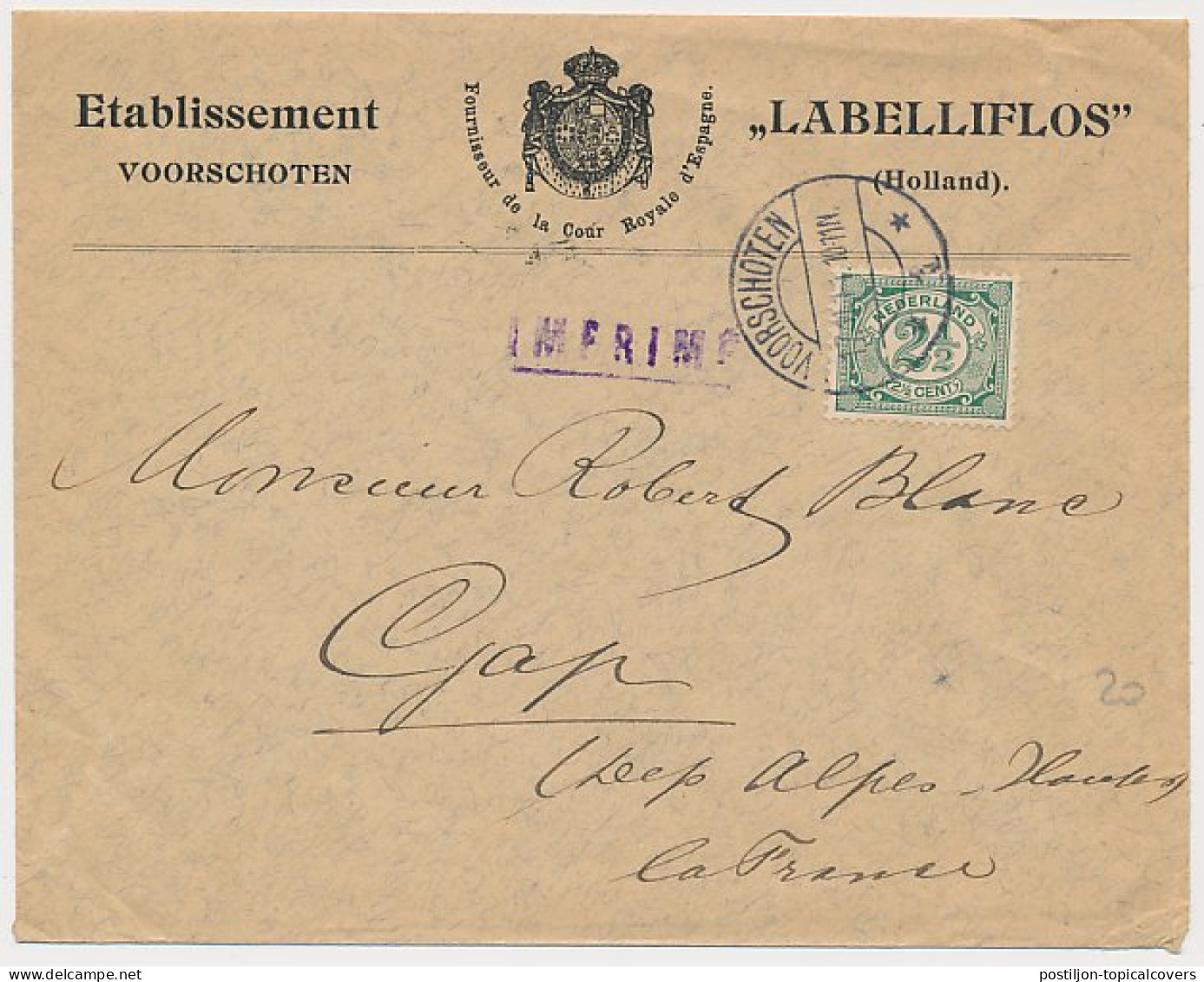 Firma Envelop Voorschoten 1911 - Etablissement Labelliflos - Ohne Zuordnung
